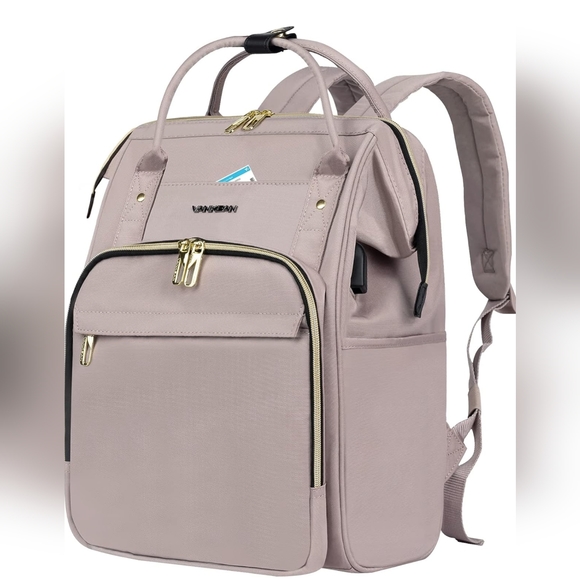 Handbags - 15.6-16.2 Inch Laptop Backpack Carry On for Women USB Port in Dusty Pink